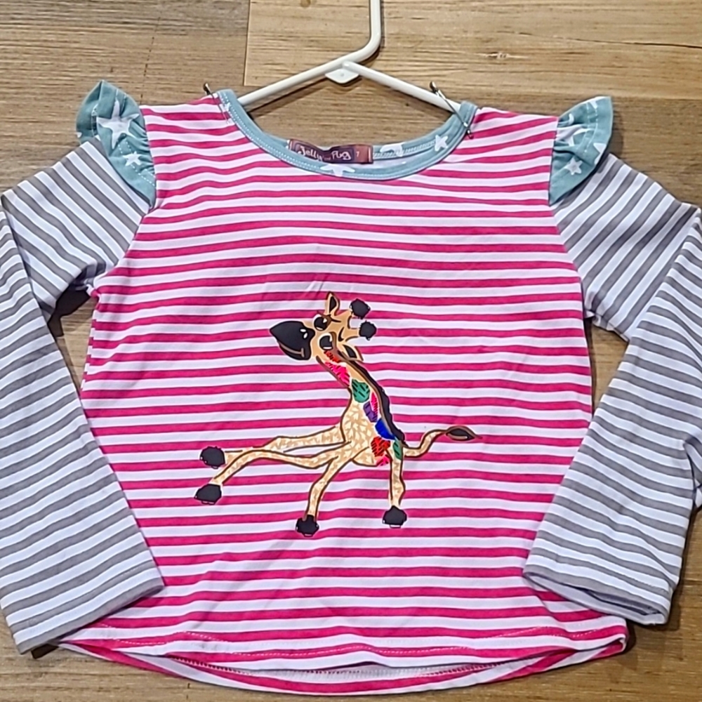 Jelly the Pug striped giraffe shirt